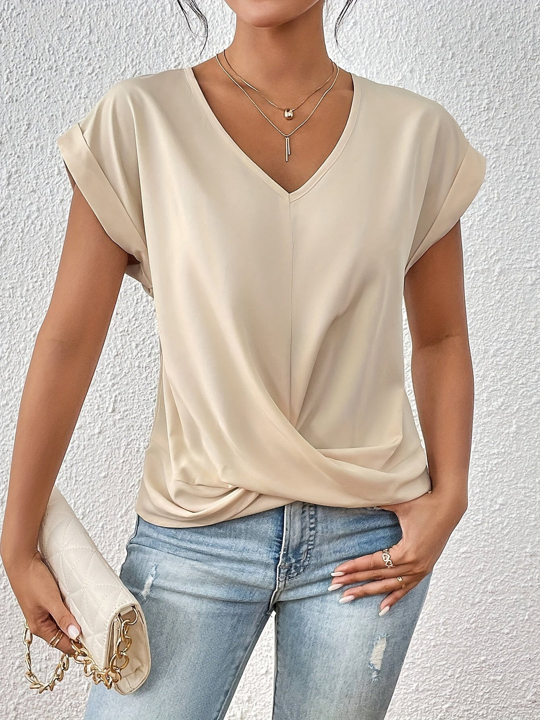 Vanessa | Twist Front V-Neck Top