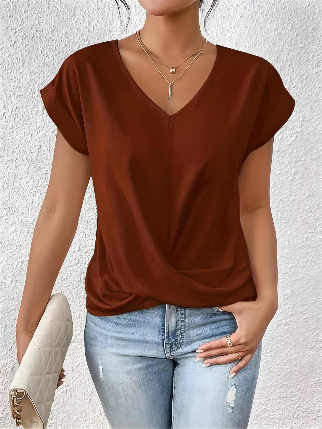 Vanessa | Twist Front V-Neck Top