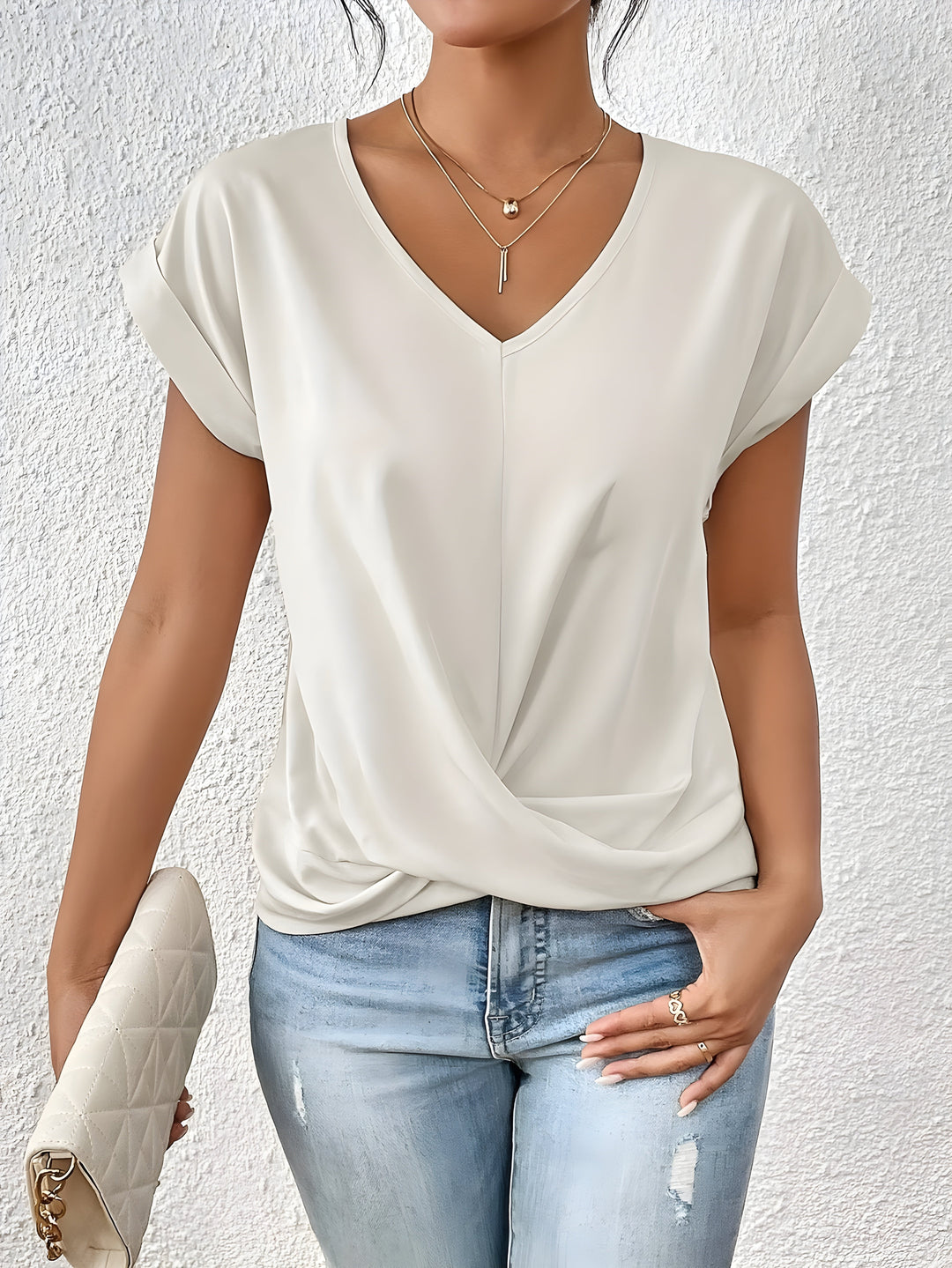 Vanessa | Twist Front V-Neck Top