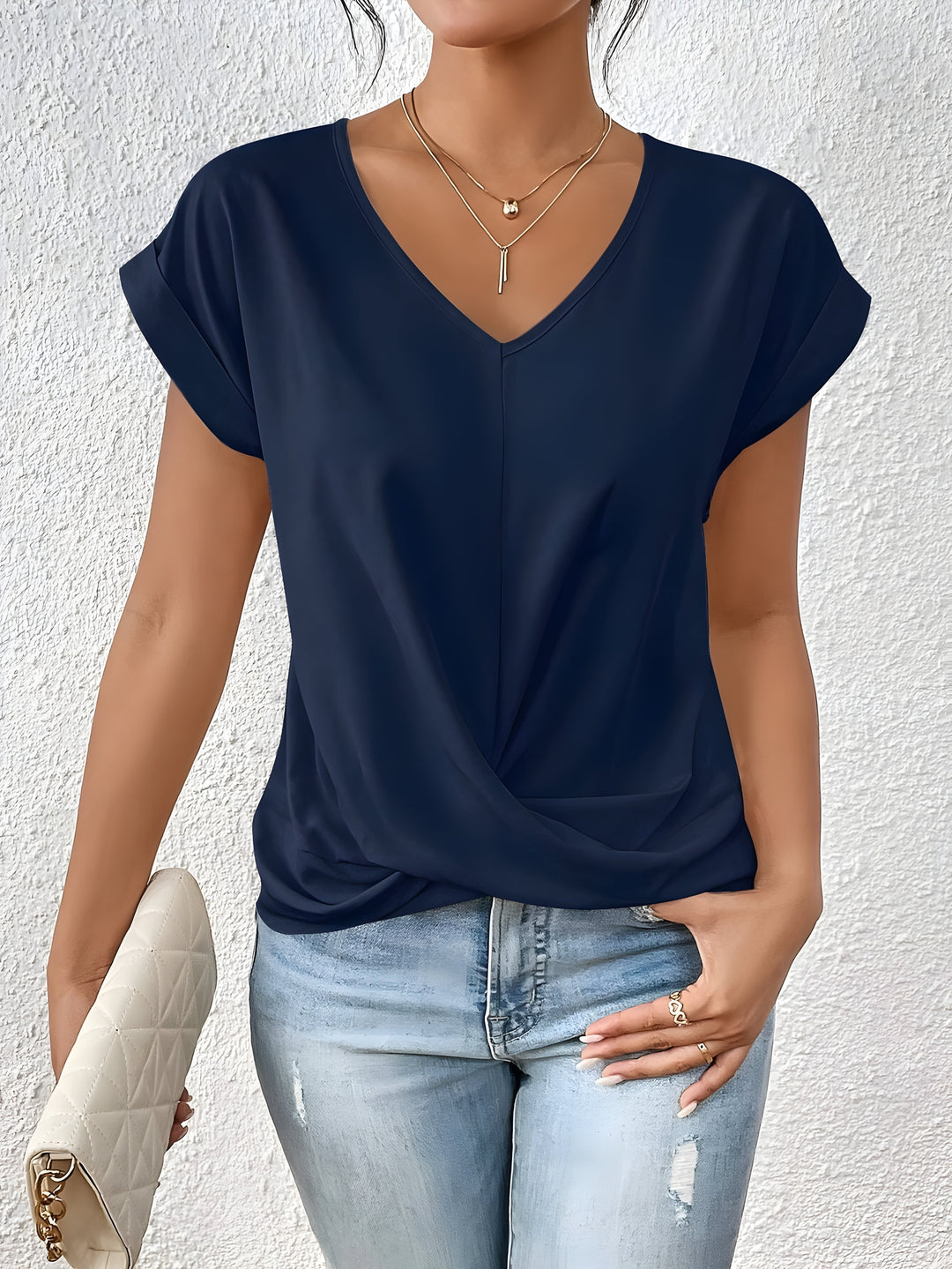 Vanessa | Twist Front V-Neck Top
